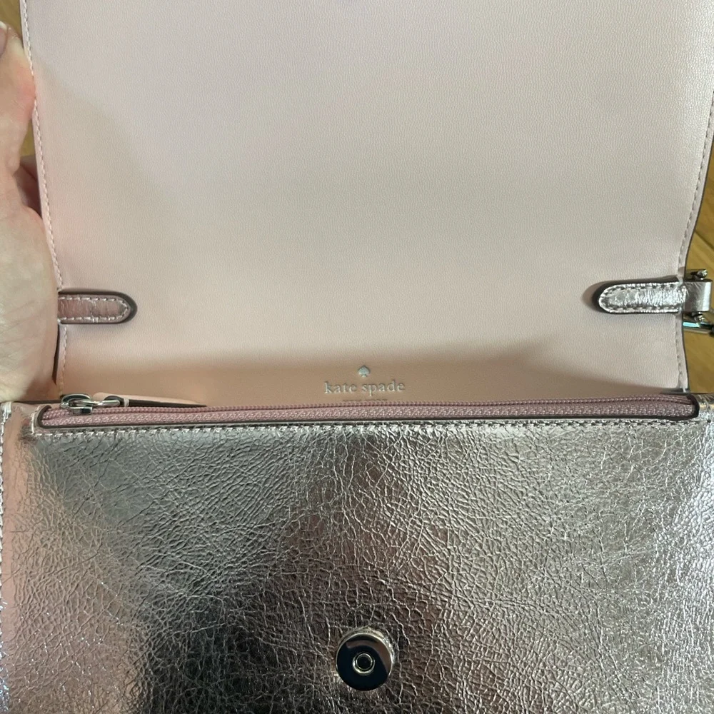 Kate Spade Rose Gold Madison Crossbody Bag with Chain and leather Strap